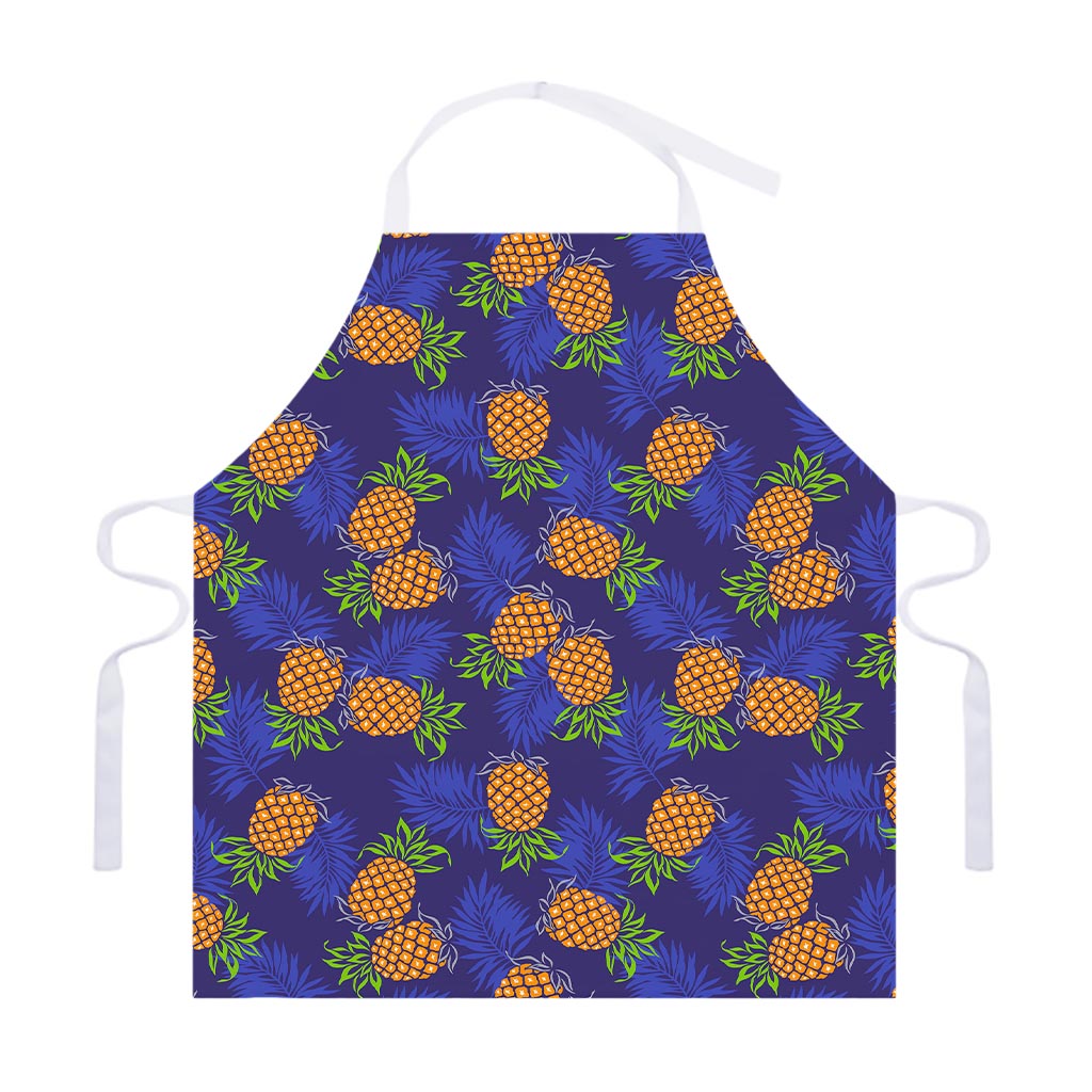 Blue Leaf Pineapple Pattern Print Adjustable Apron