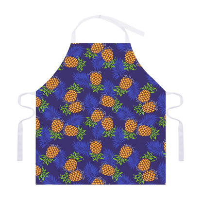 Blue Leaf Pineapple Pattern Print Adjustable Apron