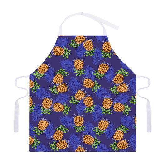 Blue Leaf Pineapple Pattern Print Adjustable Apron