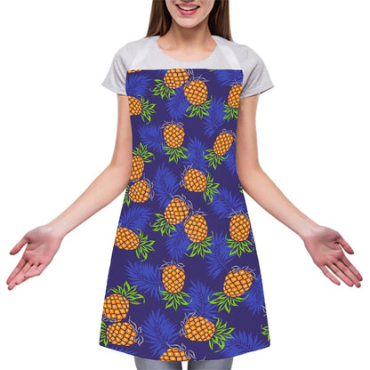 Blue Leaf Pineapple Pattern Print Adjustable Apron