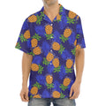Blue Leaf Pineapple Pattern Print Aloha Shirt