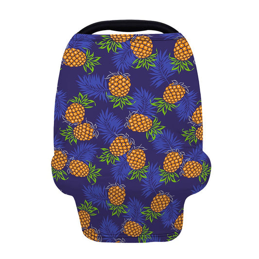 Blue Leaf Pineapple Pattern Print Baby Seat Cover