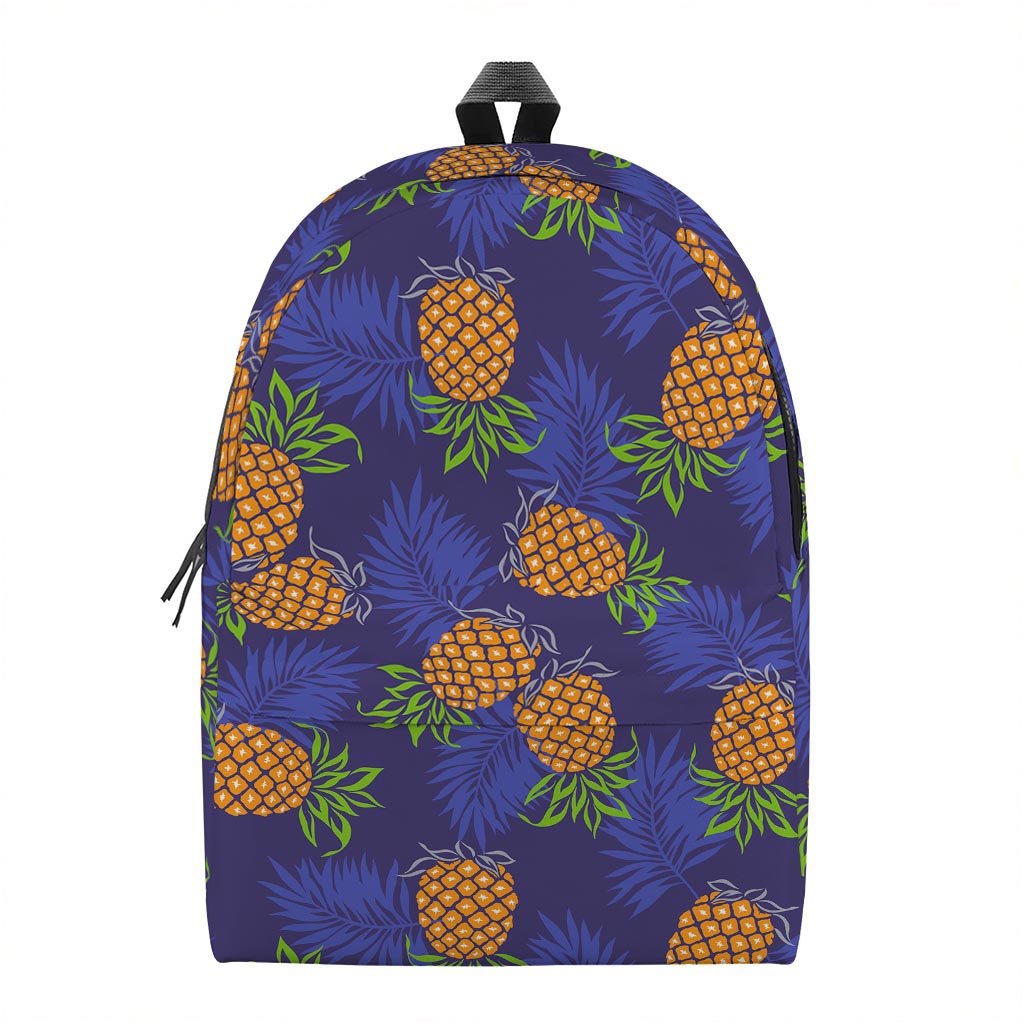 Blue Leaf Pineapple Pattern Print Backpack