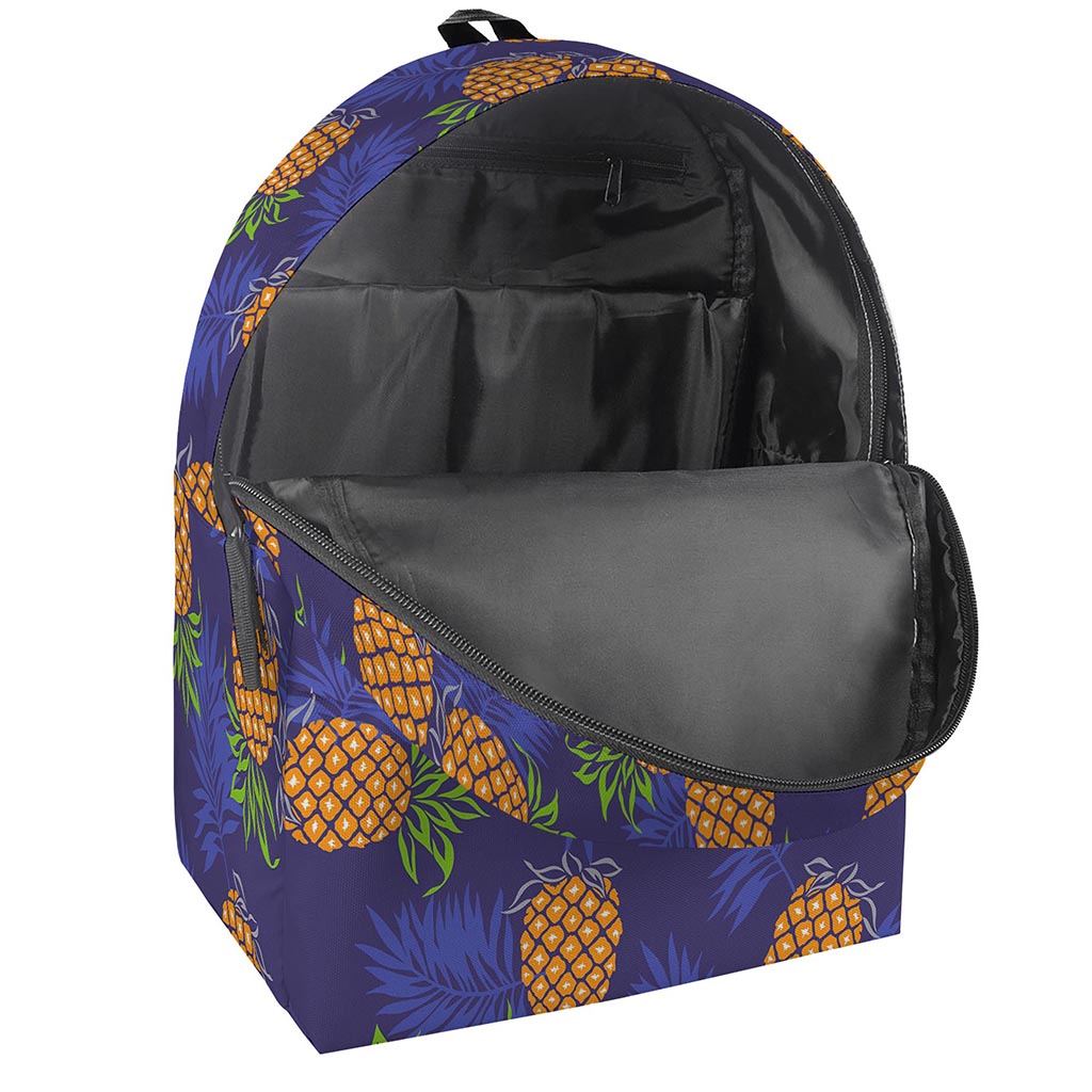 Blue Leaf Pineapple Pattern Print Backpack