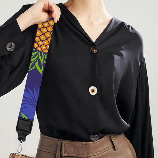 Blue Leaf Pineapple Pattern Print Bag Strap