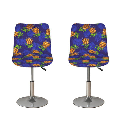 Blue Leaf Pineapple Pattern Print Bar Stool Covers