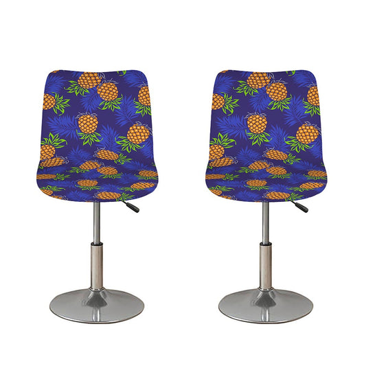 Blue Leaf Pineapple Pattern Print Bar Stool Covers
