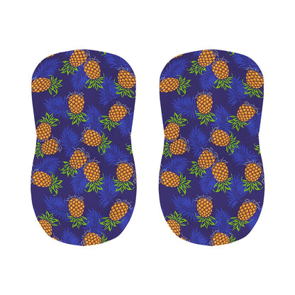 Blue Leaf Pineapple Pattern Print Bar Stool Covers