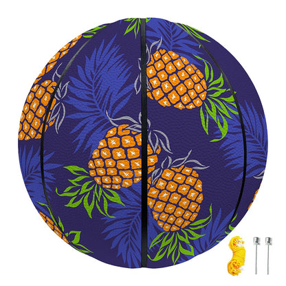 Blue Leaf Pineapple Pattern Print Basketball