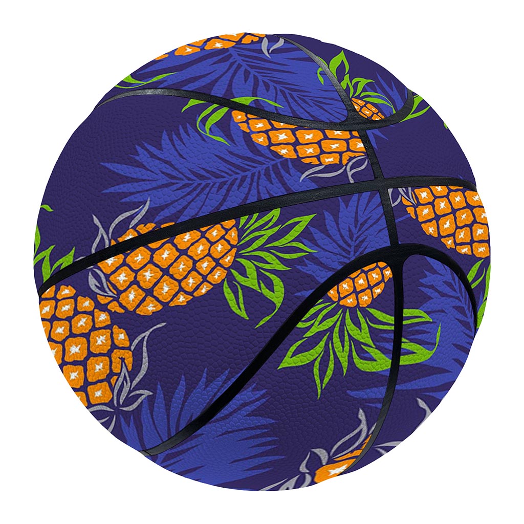 Blue Leaf Pineapple Pattern Print Basketball