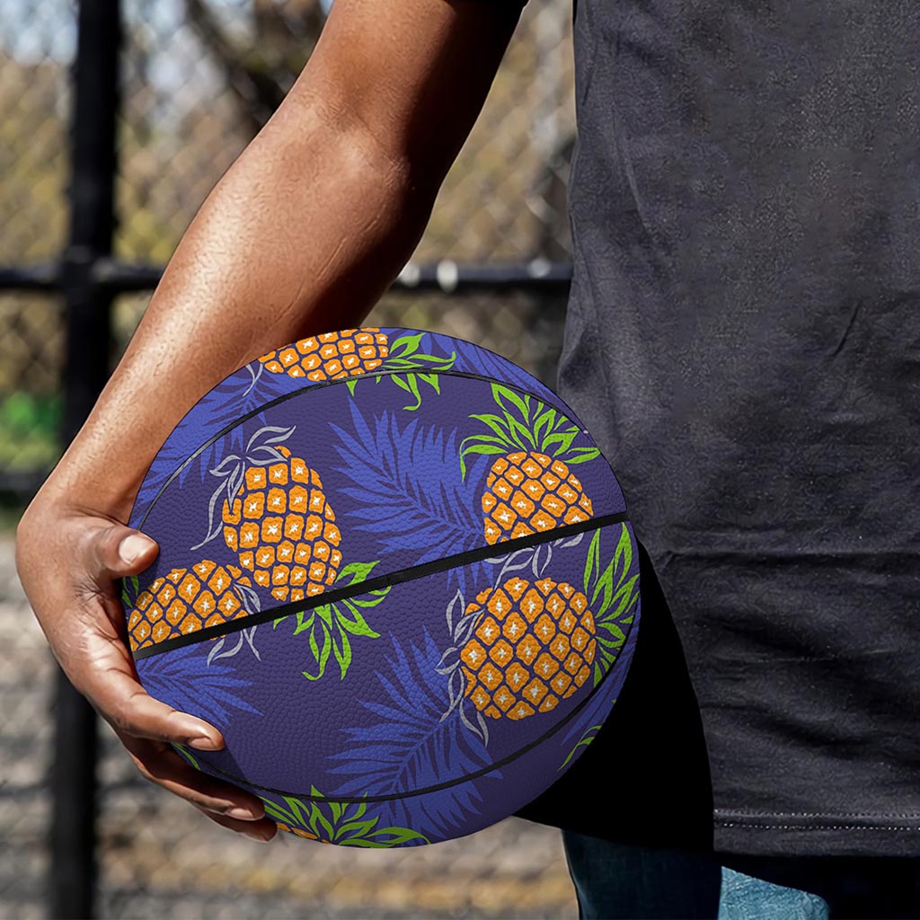 Blue Leaf Pineapple Pattern Print Basketball