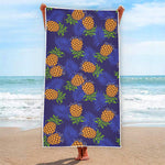 Blue Leaf Pineapple Pattern Print Beach Towel