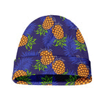 Blue Leaf Pineapple Pattern Print Beanie