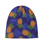 Blue Leaf Pineapple Pattern Print Beanie