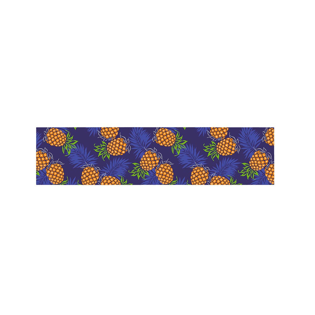 Blue Leaf Pineapple Pattern Print Bed Runner