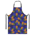 Blue Leaf Pineapple Pattern Print Bib Apron With Pocket