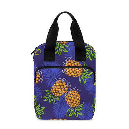 Blue Leaf Pineapple Pattern Print Bible Tote Bag