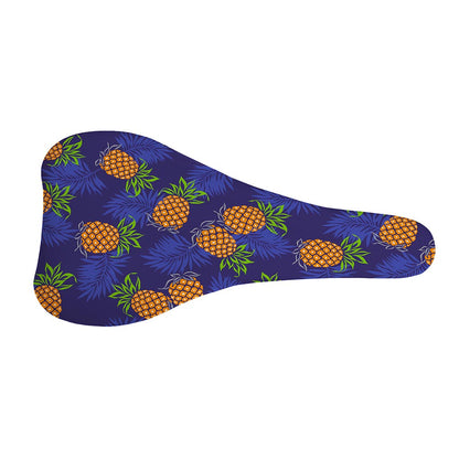 Blue Leaf Pineapple Pattern Print Bicycle Seat Cover