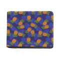 Blue Leaf Pineapple Pattern Print Bifold Wallet