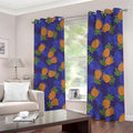 Blue Leaf Pineapple Pattern Print Dimout Grommet Curtains