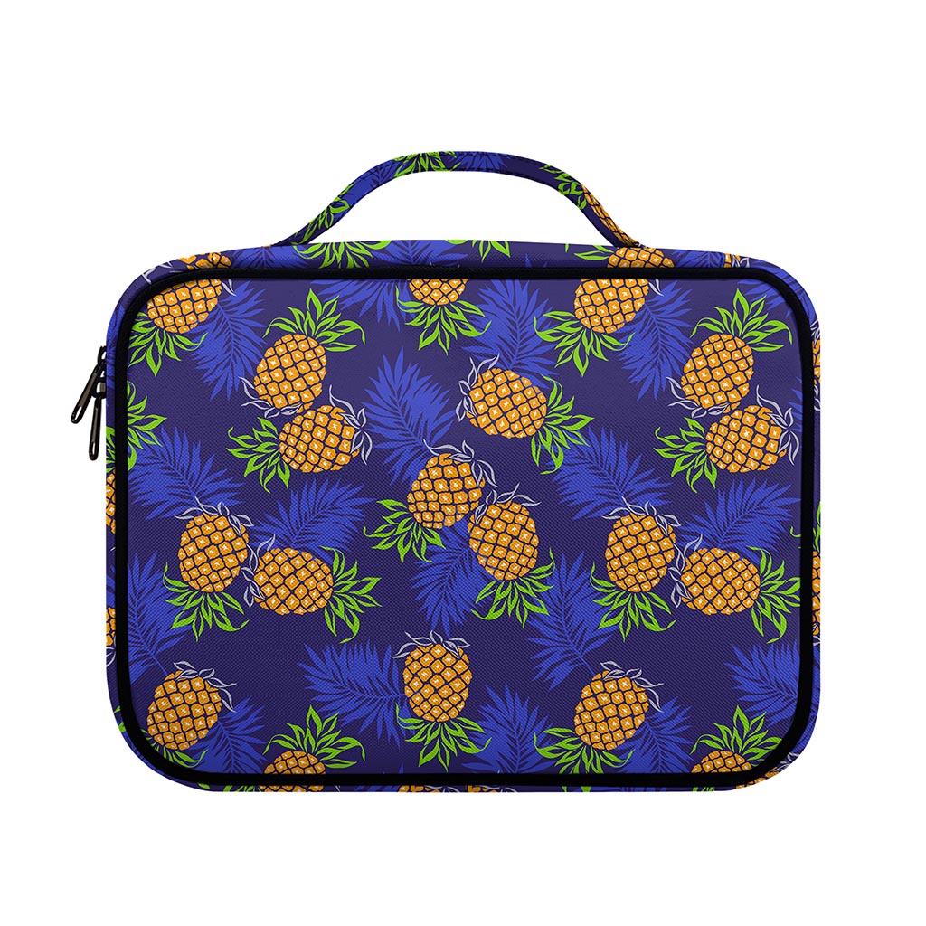 Blue Leaf Pineapple Pattern Print Briefcase Bible Bag