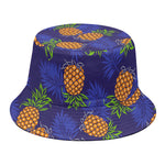 Blue Leaf Pineapple Pattern Print Bucket Hat