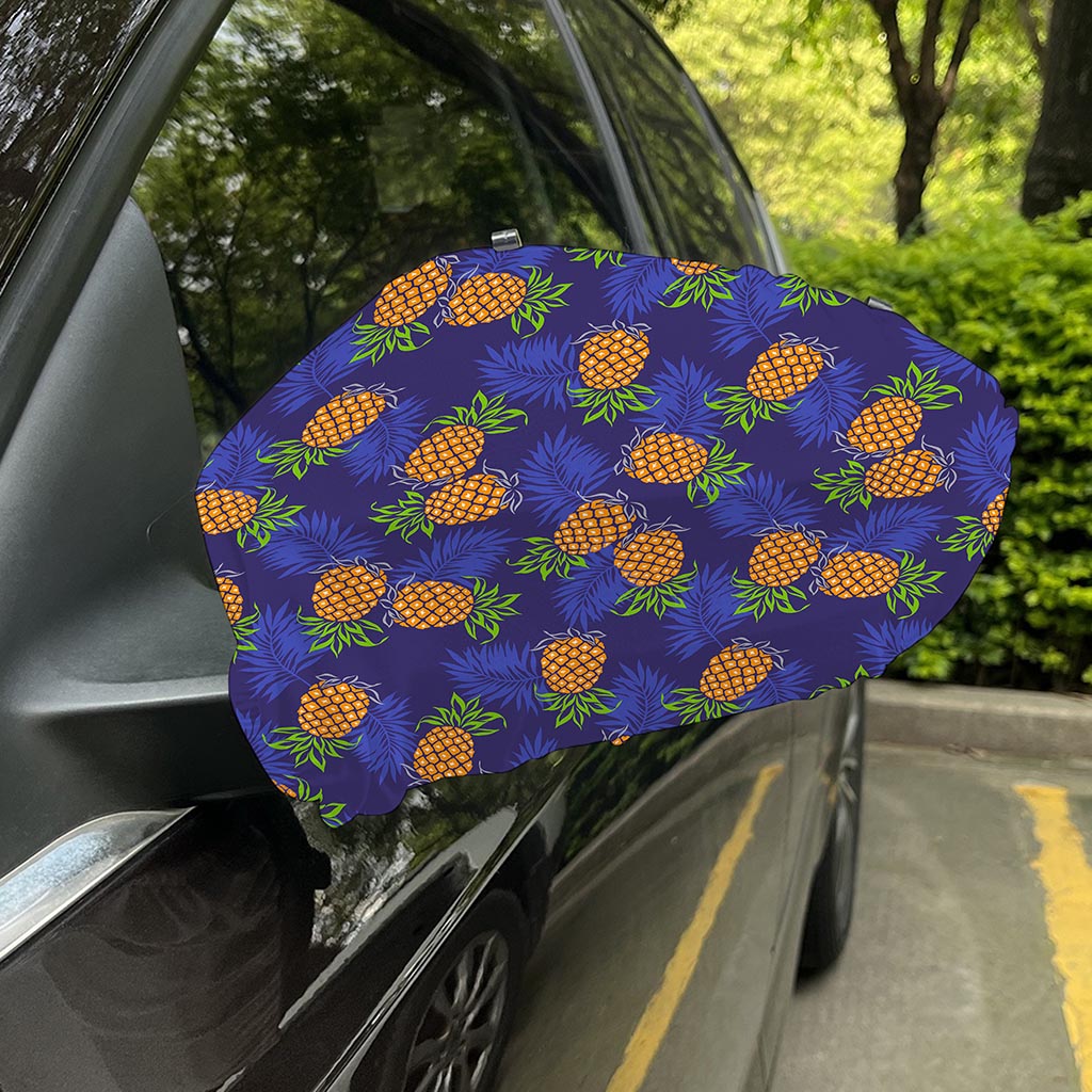 Blue Leaf Pineapple Pattern Print Car Side Mirror Covers