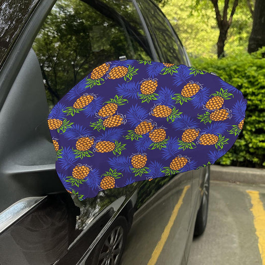 Blue Leaf Pineapple Pattern Print Car Side Mirror Covers
