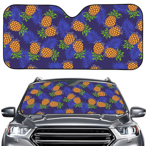 Blue Leaf Pineapple Pattern Print Car Windshield Sun Shade