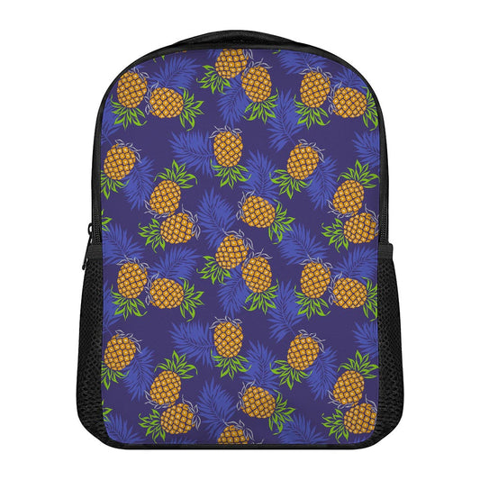 Blue Leaf Pineapple Pattern Print Casual Backpack