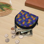 Blue Leaf Pineapple Pattern Print Coin Purse