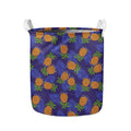Blue Leaf Pineapple Pattern Print Collapsible Laundry Basket