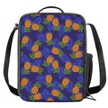 Blue Leaf Pineapple Pattern Print Crossbody Lunch Bag