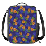 Blue Leaf Pineapple Pattern Print Crossbody Lunch Bag