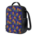 Blue Leaf Pineapple Pattern Print Crossbody Lunch Bag