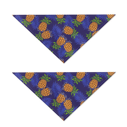 Blue Leaf Pineapple Pattern Print Dog Bandana
