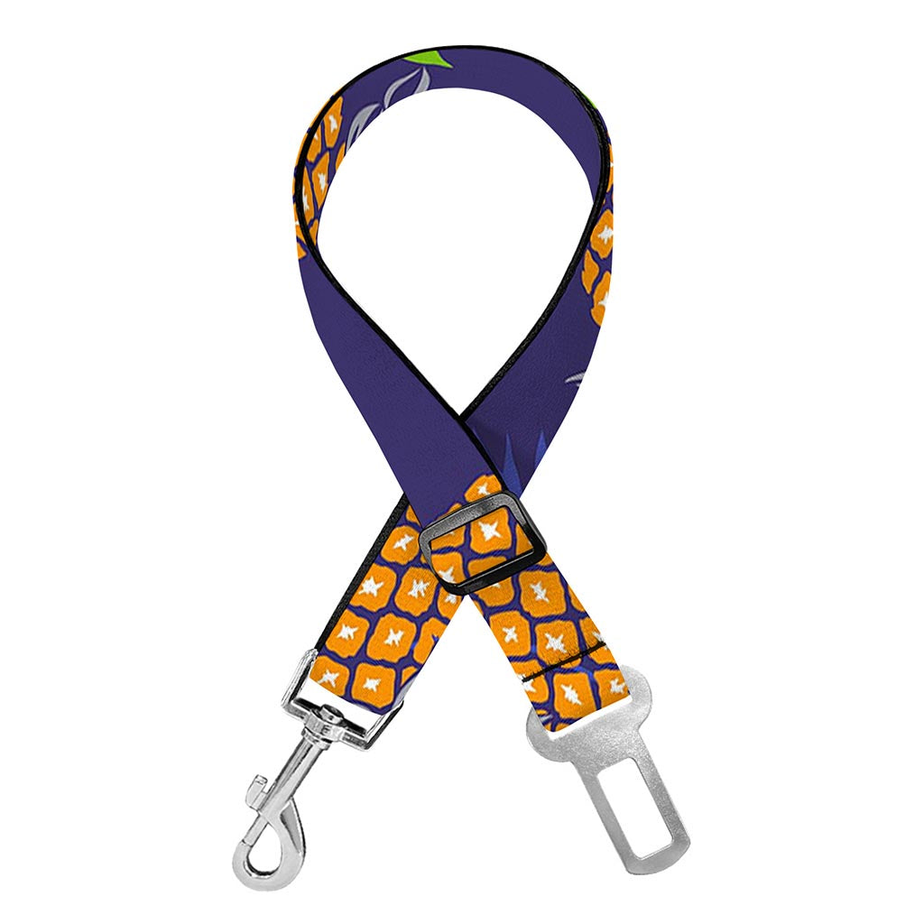 Blue Leaf Pineapple Pattern Print Dog Seat Belt