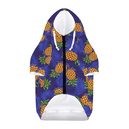 Blue Leaf Pineapple Pattern Print Dog Zip Up Hoodie
