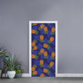 Blue Leaf Pineapple Pattern Print Door Sticker