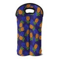 Blue Leaf Pineapple Pattern Print Double Neoprene Wine Tote