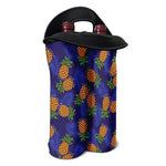 Blue Leaf Pineapple Pattern Print Double Neoprene Wine Tote