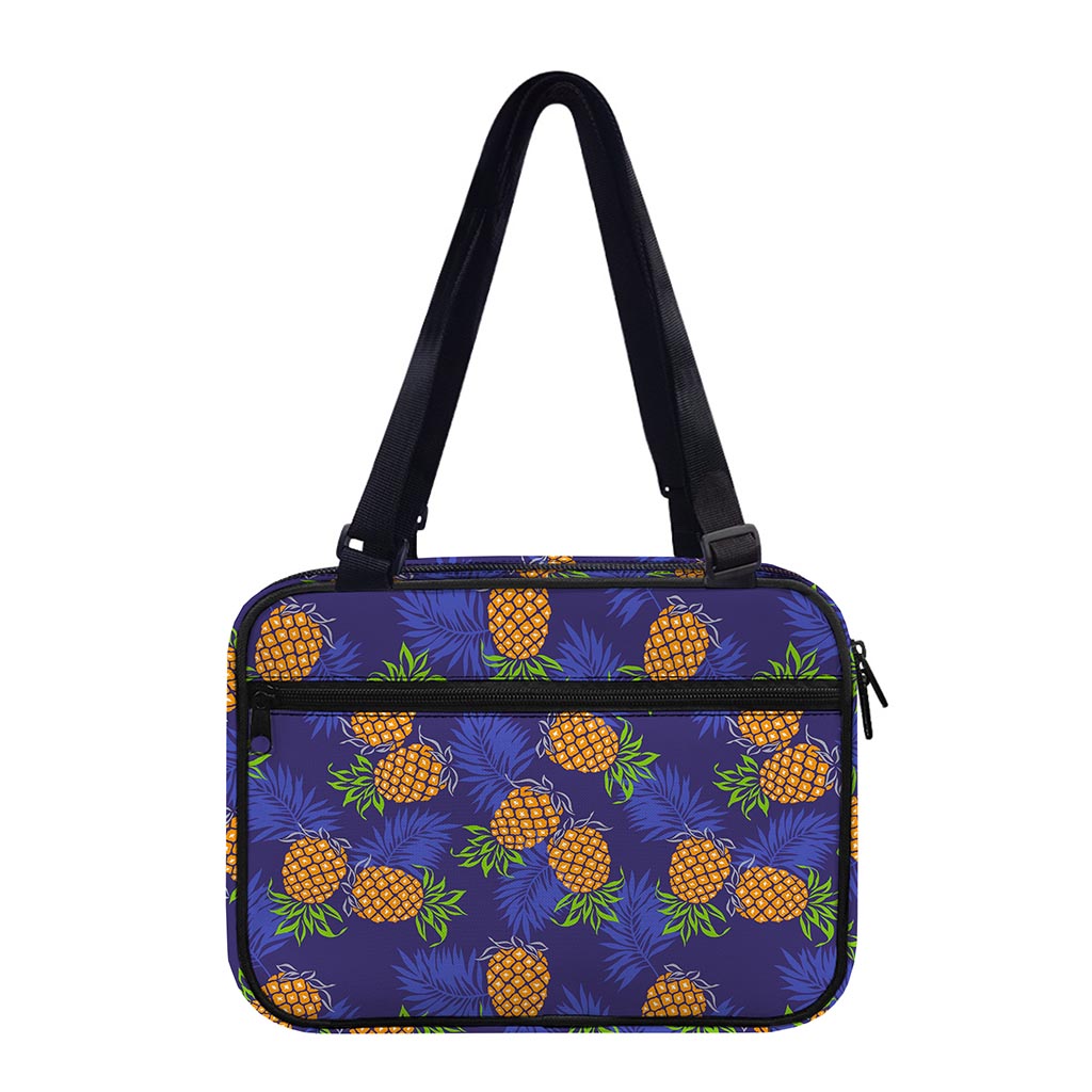 Blue Leaf Pineapple Pattern Print Double Strap Bible Bag