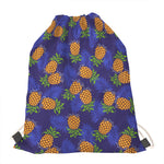Blue Leaf Pineapple Pattern Print Drawstring Bag