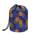 Blue Leaf Pineapple Pattern Print Drawstring Makeup Bag