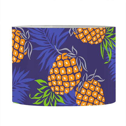 Blue Leaf Pineapple Pattern Print Drum Lamp Shade