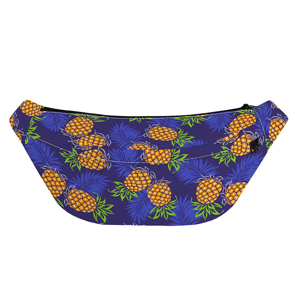 Blue Leaf Pineapple Pattern Print Fanny Pack