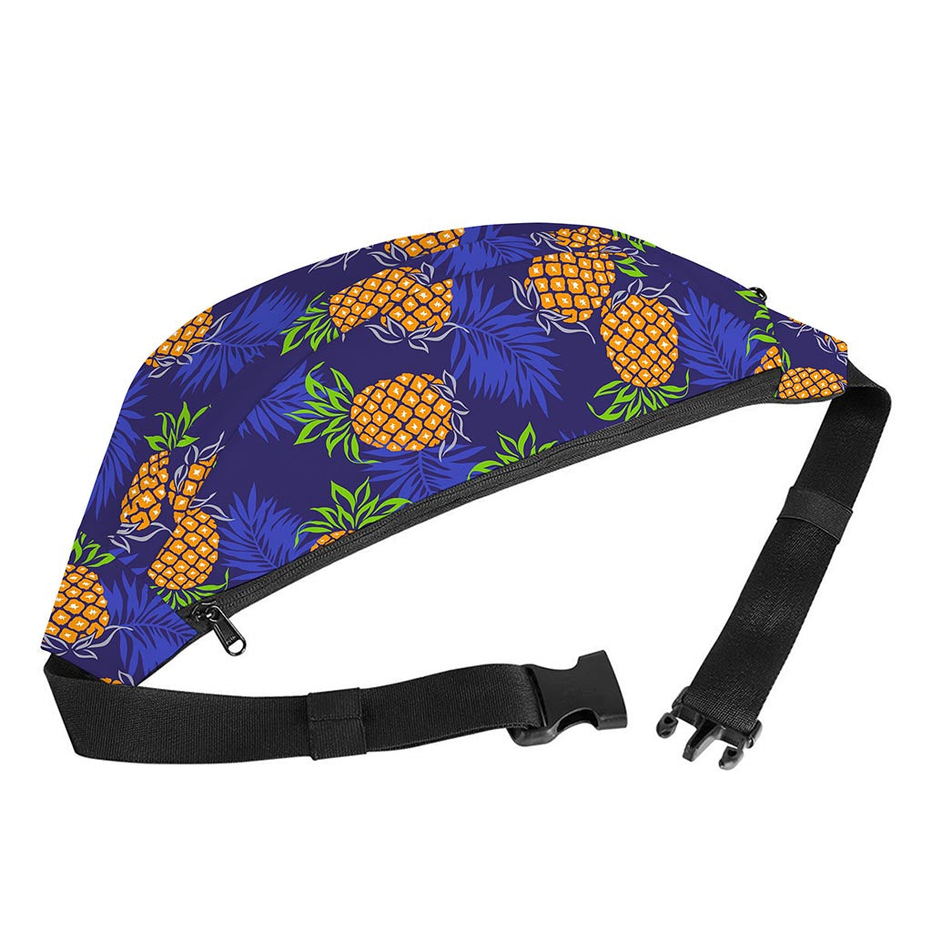 Blue Leaf Pineapple Pattern Print Fanny Pack