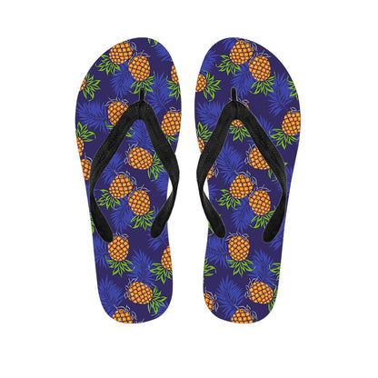 Blue Leaf Pineapple Pattern Print Flip Flops