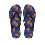 Blue Leaf Pineapple Pattern Print Flip Flops