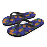 Blue Leaf Pineapple Pattern Print Flip Flops